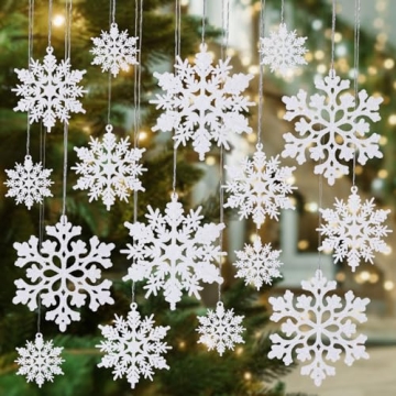 36pcs White Snowflake Ornaments - Sparkling Christmas Tree Decor!