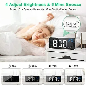 yotutun Digital Alarm Clock - USB, Dual Alarms & Voice Control