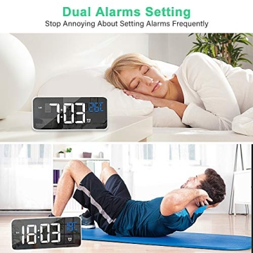 yotutun Digital Alarm Clock - USB, Dual Alarms & Voice Control