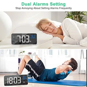 yotutun Digital Alarm Clock - USB, Dual Alarms & Voice Control