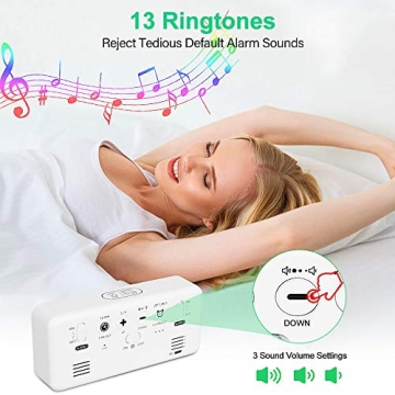 yotutun Digital Alarm Clock - USB, Dual Alarms & Voice Control