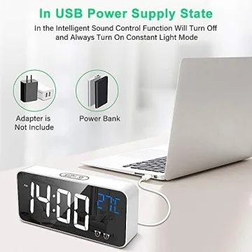 yotutun Digital Alarm Clock - USB, Dual Alarms & Voice Control