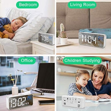 yotutun Digital Alarm Clock - USB, Dual Alarms & Voice Control