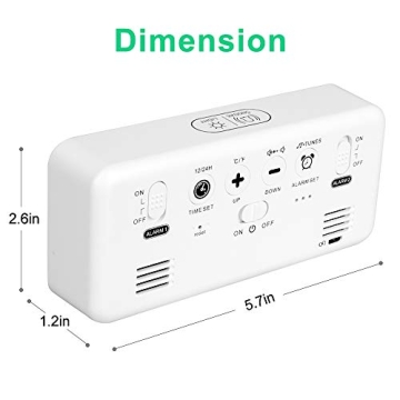 yotutun Digital Alarm Clock - USB, Dual Alarms & Voice Control