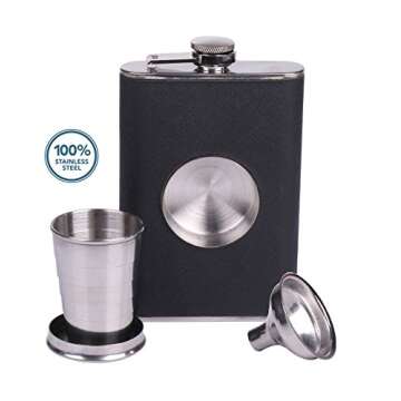 Stylish 8 oz Stainless Steel Shot Flask with Shot Glass