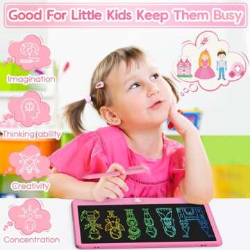 Hockvill LCD Writing Tablet for Kids 12 Inch, Kids Learning Toys Drawing Pad for Boys Girls, Erasable Doodle Board for Toddlers 3 4 5 6 7 8 Year Old Travel Essentials, Christmas Birthday Gift for Kids