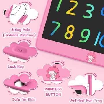 Hockvill LCD Writing Tablet for Kids 12 Inch, Kids Learning Toys Drawing Pad for Boys Girls, Erasable Doodle Board for Toddlers 3 4 5 6 7 8 Year Old Travel Essentials, Christmas Birthday Gift for Kids