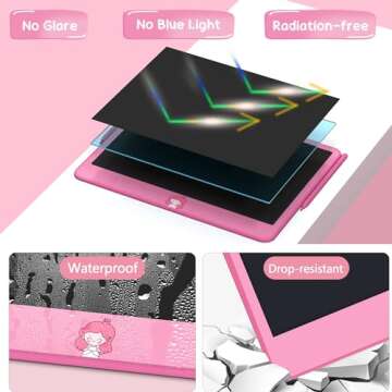 Hockvill LCD Writing Tablet for Kids 12 Inch, Kids Learning Toys Drawing Pad for Boys Girls, Erasable Doodle Board for Toddlers 3 4 5 6 7 8 Year Old Travel Essentials, Christmas Birthday Gift for Kids