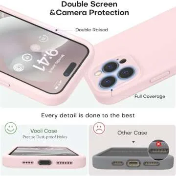 Vooii Compatible with iPhone 15 Pro Max Case, Upgraded Premium Silicone, [Camera Protection] [Soft Anti-Scratch Microfiber Lining] Shockproof Phone Case for iPhone 15 Pro Max 6.7 inch - Chalk Pink