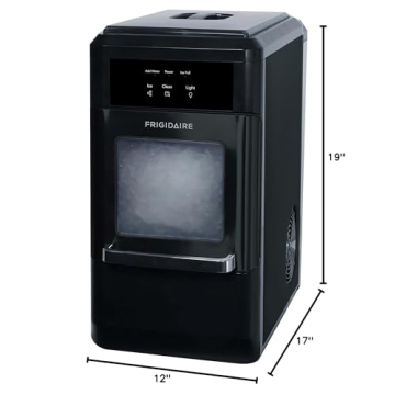 Frigidaire EFIC237 Countertop Crunchy Chewable Nugget Ice Maker, 44lbs per day, Auto Self Cleaning, Black Stainless