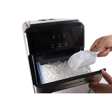 Frigidaire EFIC237 Countertop Crunchy Chewable Nugget Ice Maker, 44lbs per day, Auto Self Cleaning, Black Stainless