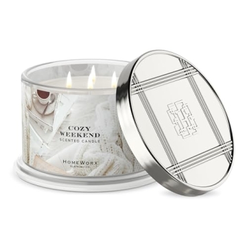 Premium Scented 18oz Candle - HomeWorx by Slatkin & Co - Cozy Weekend - 4 Wicks - Long-Lasting Jar C...