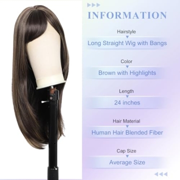 Kalyss Long Brown Highlights Wig for Women - Super Realistic