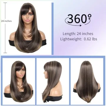 Kalyss Long Brown Highlights Wig for Women - Super Realistic