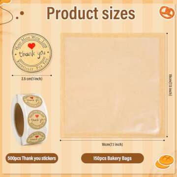 150 Pack Bakery Bags with Window, 7.5 x 7.1 Inches, Sublaga Paper Sandwich Bags, Donut Bags To Go, B...