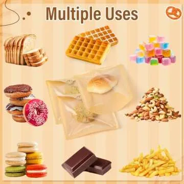 150 Pack Bakery Bags with Window, 7.5 x 7.1 Inches, Sublaga Paper Sandwich Bags, Donut Bags To Go, Bakery Paper Bags for Treat, Snack, Cookie Waffle Cake Packaging