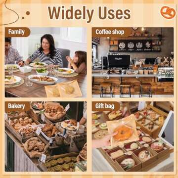 150 Pack Bakery Bags with Window, 7.5 x 7.1 Inches, Sublaga Paper Sandwich Bags, Donut Bags To Go, Bakery Paper Bags for Treat, Snack, Cookie Waffle Cake Packaging