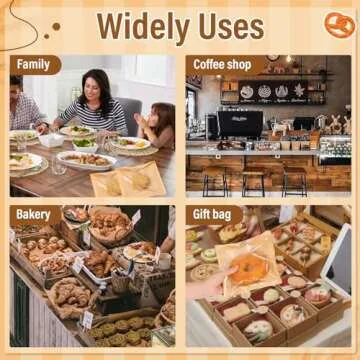 150 Pack Bakery Bags with Window, 7.5 x 7.1 Inches, Sublaga Paper Sandwich Bags, Donut Bags To Go, Bakery Paper Bags for Treat, Snack, Cookie Waffle Cake Packaging