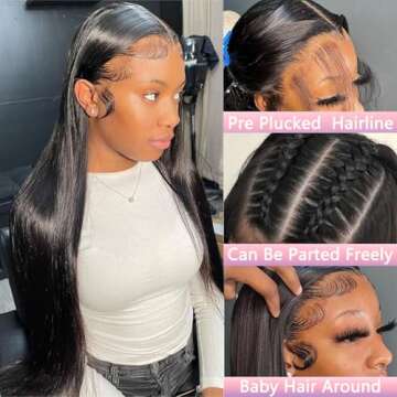 SUPER STYLE 24Inch Straight Lace Front Wigs Human Hair 13x4 HD Transparent Lace Front Wigs for Black Women