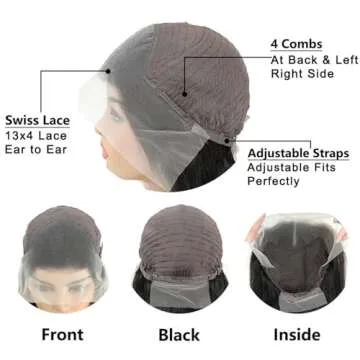 SUPER STYLE 24Inch Straight Lace Front Wigs Human Hair 13x4 HD Transparent Lace Front Wigs for Black Women