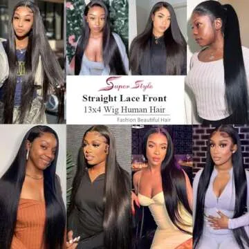 SUPER STYLE 24Inch Straight Lace Front Wigs Human Hair 13x4 HD Transparent Lace Front Wigs for Black Women