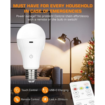 CordlessGlow Rechargeable Light Bulbs with Remote Control and Timer