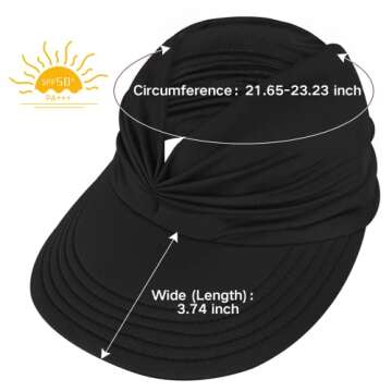 Sun Hats for Women Wide Brim Summer Hat with UV Protection Beach Sport Golf Sun Visor Cap with Ponytail Hole White