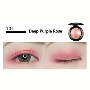 Mallofusa Single Baked Eye Shadow Powder Palette in Shimmer 15 Metallic Colors Optional (Night Rose)