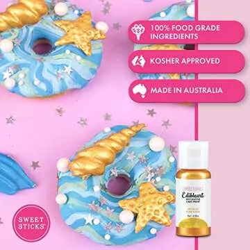 Sweet Sticks Edible Art Decorative Cake Paint 0.5 Ounce (15 Milliliters) Metallic Pure Gold