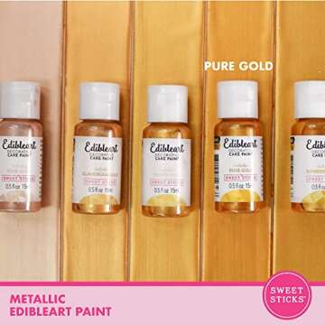 Sweet Sticks Edible Art Decorative Cake Paint 0.5 Ounce (15 Milliliters) Metallic Pure Gold