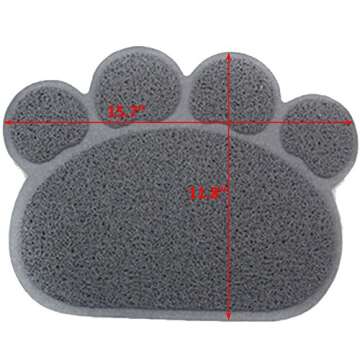 JOYJULY PVC Pet Dog Cat Puppy Kitten Dish Bowl Food Water Feeding Placemat, Non-Slip Cat Litter Mat Paw Shape, Grey Small