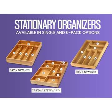 YBM HOME Bamboo Junk Drawer Organizer with 9 Compartment Organization Tray for Sewing, Craft, Office, Bathroom and Kitchen Storage, 337