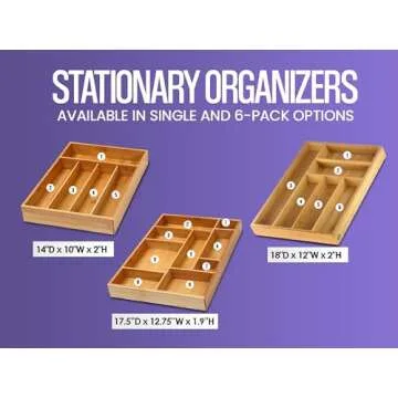 YBM HOME Bamboo Junk Drawer Organizer with 9 Compartment Organization Tray for Sewing, Craft, Office, Bathroom and Kitchen Storage, 337