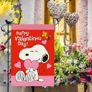 Valentines Day Garden Flag 12x18 Inch Double Sided Outside, Love Hearts Garden Flags Valentines Day Decorations, Valentine Flag Anniversary Yard Outdoor Flag Valentines Garden Flag