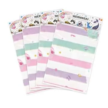 WERNNSAI Ice Cream Party Table Cover - 4PCS 54” X 108” Disposable Rectangular Plastic Tablecloth Ice Cream and Popsicle Themed Party Supplies Kids Girls Birthday Baby Shower Wedding Party Decorations