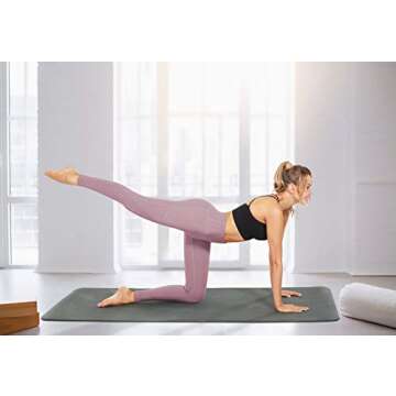 Fengbay High Waist Yoga Pants, Pocket Yoga Pants Tummy Control Workout Running 4 Way Stretch Yoga Leggings Lilac