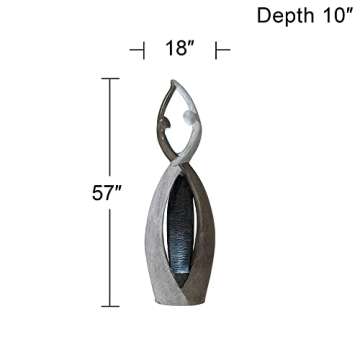 Dancing Couple Modern Zen Outdoor Floor Water Fountain with LED Light Black Gray Stone 57" for Yard Garden Patio Backyard Deck Home Lawn Porch House Exterior Balcony - John Timberland