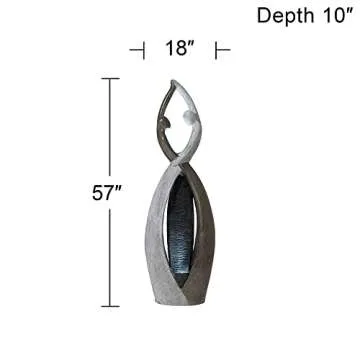 Dancing Couple Modern Zen Outdoor Floor Water Fountain with LED Light Black Gray Stone 57" for Yard Garden Patio Backyard Deck Home Lawn Porch House Exterior Balcony - John Timberland