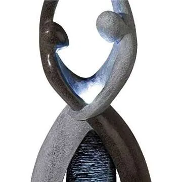 Dancing Couple Modern Zen Outdoor Floor Water Fountain with LED Light Black Gray Stone 57" for Yard Garden Patio Backyard Deck Home Lawn Porch House Exterior Balcony - John Timberland