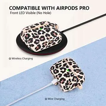 AIRSPO Silicone Cover Compatible AirPods Pro 1st Generation Case Floral Print Protective Case Skin for Apple Airpod Pro Charging Case 2019 LED Visible Shock-Absorbing Soft Slim Silicone Case