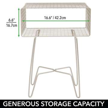 mDesign Modern Industrial Side Table with Storage Shelf, 2-Tier Metal Minimal End Table, Metallic Caged Grid - Accent Furniture for Living Room, Bedroom, Office, Dorm, Concerto Collection, Satin