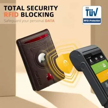 RUNBOX AirTag-Wallet-Mens-Slim-RFID Blocking Wallets Leather with Bill Compartment Air Tag Bifold Card Holder Wallet Gifts for Men Dad