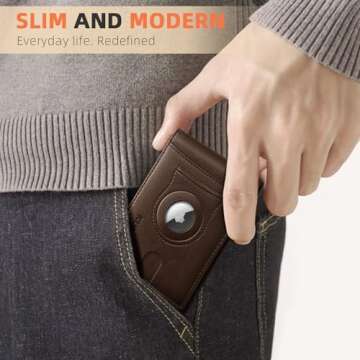 RUNBOX AirTag-Wallet-Mens-Slim-RFID Blocking Wallets Leather with Bill Compartment Air Tag Bifold Card Holder Wallet Gifts for Men Dad