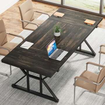 Tribesigns 70.8-Inch Executive Desk, Large Computer Office Desk Workstation, Modern Simple Style Laptop Desk Study Writing Table Business Furniture for Home Office (Black Oak, 70.8 Inch)