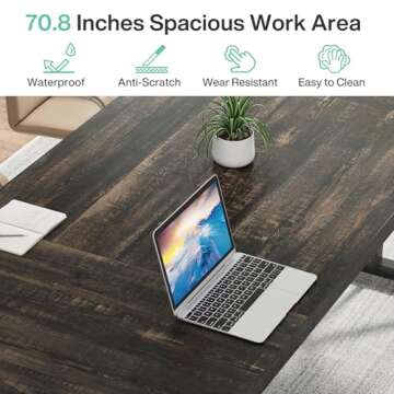 Tribesigns 70.8-Inch Executive Desk, Large Computer Office Desk Workstation, Modern Simple Style Laptop Desk Study Writing Table Business Furniture for Home Office (Black Oak, 70.8 Inch)