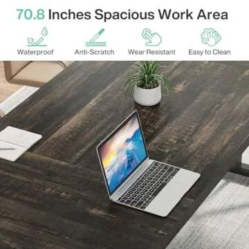 Tribesigns 70.8-Inch Executive Desk, Large Computer Office Desk Workstation, Modern Simple Style Laptop Desk Study Writing Table Business Furniture for Home Office (Black Oak, 70.8 Inch)