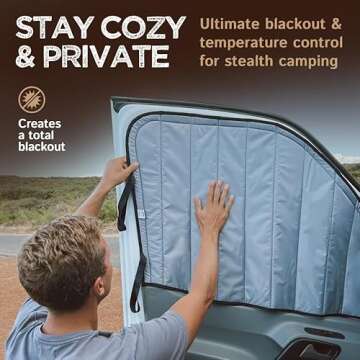 Living in a Bubble Insulated Blackout Front Window Covers for Mercedes Benz Sprinter, Campervan Acce...