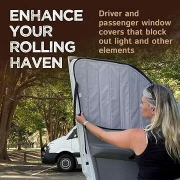 Living in a Bubble Insulated Blackout Front Window Covers for Mercedes Benz Sprinter, Campervan Accessories, Vanlife Must Have Sun Shades and Van Life Essentials (Pair) (Sprinter 2019-Current (VS30))