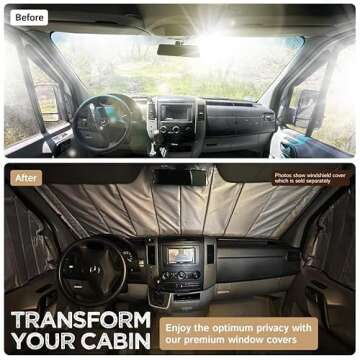 Living in a Bubble Insulated Blackout Front Window Covers for Mercedes Benz Sprinter, Campervan Accessories, Vanlife Must Have Sun Shades and Van Life Essentials (Pair) (Sprinter 2019-Current (VS30))