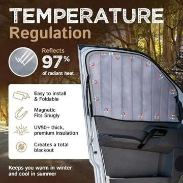 Living in a Bubble Insulated Blackout Front Window Covers for Mercedes Benz Sprinter, Campervan Accessories, Vanlife Must Have Sun Shades and Van Life Essentials (Pair) (Sprinter 2019-Current (VS30))